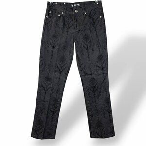 Tru Luxe Jean Womens Sz 29/8 Black Brocade Jacquard Velvet Tapered Slim Mid-Rise